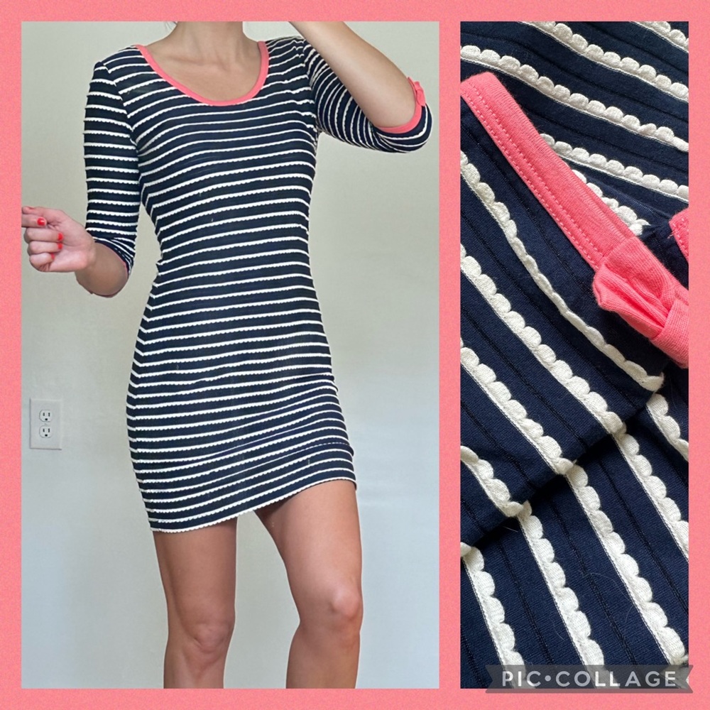 Yumi Navy & Cream striped dress